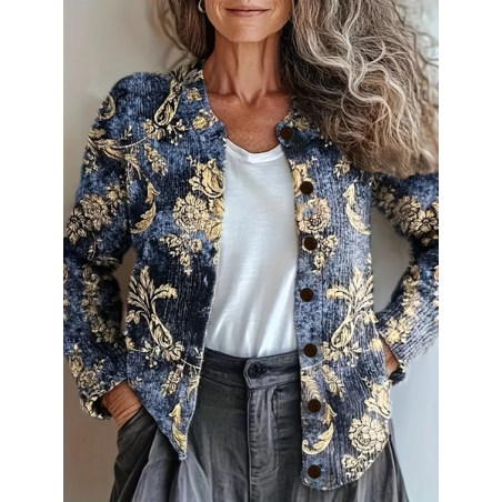 Women Floral Vintage Spring/Fall Printing Cardigan