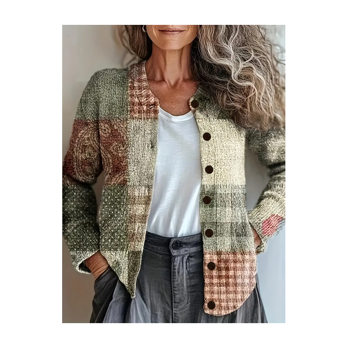 Women Abstract Vintage Spring/Fall Printing Cardigan