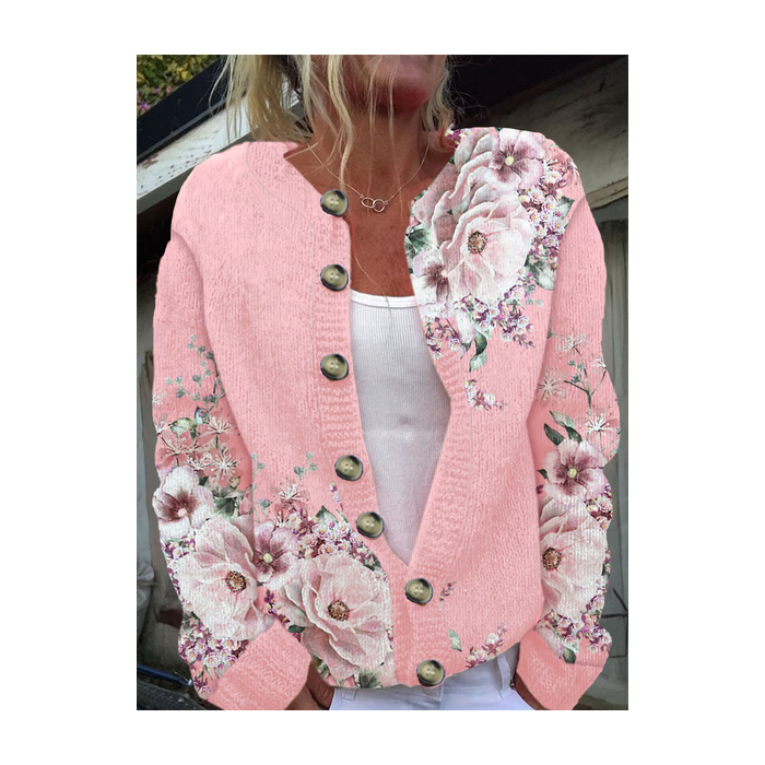 Women Floral Casual Spring/Fall Printing Cardigan
