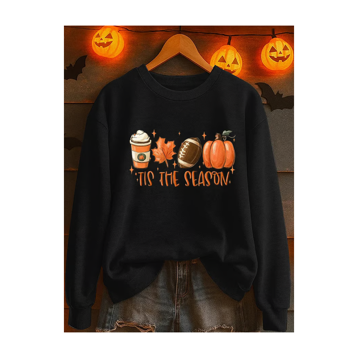 Women Maple Leaf Crew Neck Printing Casual Spring/Fall Long Sleeve Sweatshirt