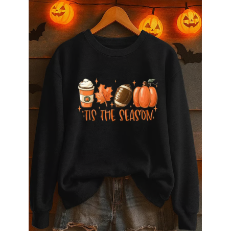 Women Maple Leaf Crew Neck Printing Casual Spring/Fall Long Sleeve Sweatshirt