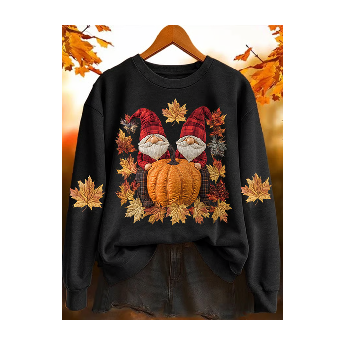Women Maple Leaf Crew Neck Printing Casual Spring/Fall Long Sleeve Sweatshirt