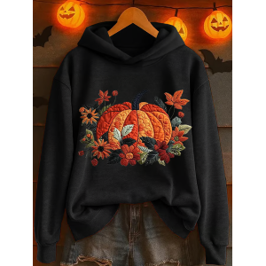 Women Floral Spring/Fall Printing Long Sleeve Casual Daily Hoodie