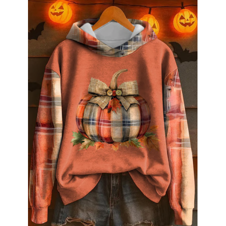 Women Maple Leaf Spring/Fall Printing Long Sleeve Casual Daily Hoodie