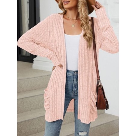 Women Plain Spring/Fall Cover-up Vintage Gathered Lightweight Cardigan