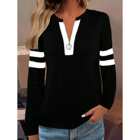 Women Striped Crew Neck Printing Casual Spring/Fall Long Sleeve Sweatshirt