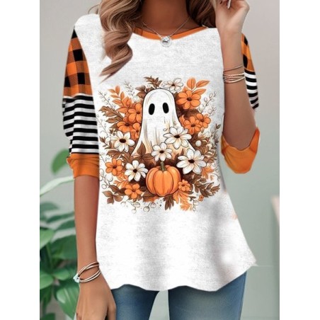 Women's Long Sleeve Tee T-shirt Spring/Fall Halloween Jersey Crew Neck Daily Going Out Casual Top