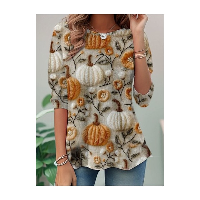 Women's Long Sleeve Tee T-shirt Spring/Fall Halloween Jersey Crew Neck Daily Going Out Casual Top