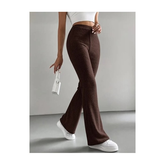 Women Plain Long Elastic Waist Pants Casual Spring/Fall Trousers