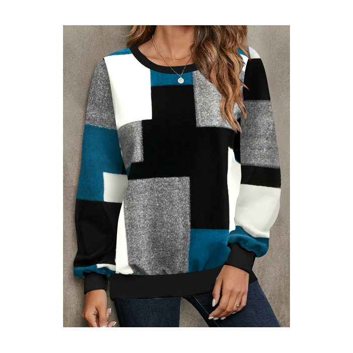 Women Abstract Crew Neck Printing Casual Spring/Fall Long Sleeve Sweatshirt