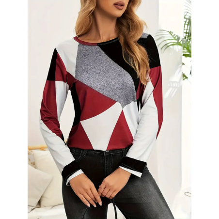 Women Abstract Long Sleeve Tee T-shirt Crew Neck Printing Casual Spring/Fall Graphic Tee Top