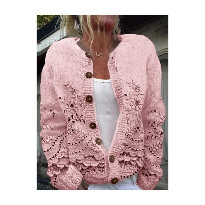 Women Floral Casual Spring/Fall Printing Cardigan