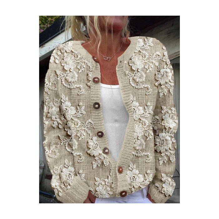 Women Floral Casual Spring/Fall Printing Cardigan
