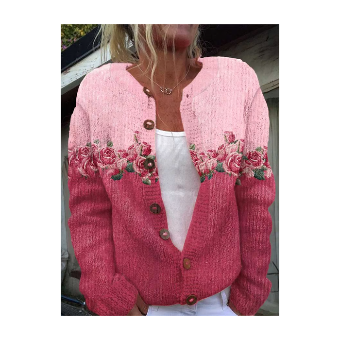 Women Floral Casual Spring/Fall Printing Cardigan