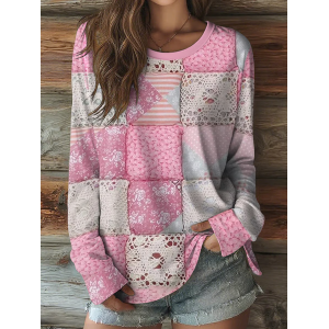 Women Floral Long Sleeve Tee T-shirt Crew Neck Printing Casual Spring/Fall Graphic Tee Top