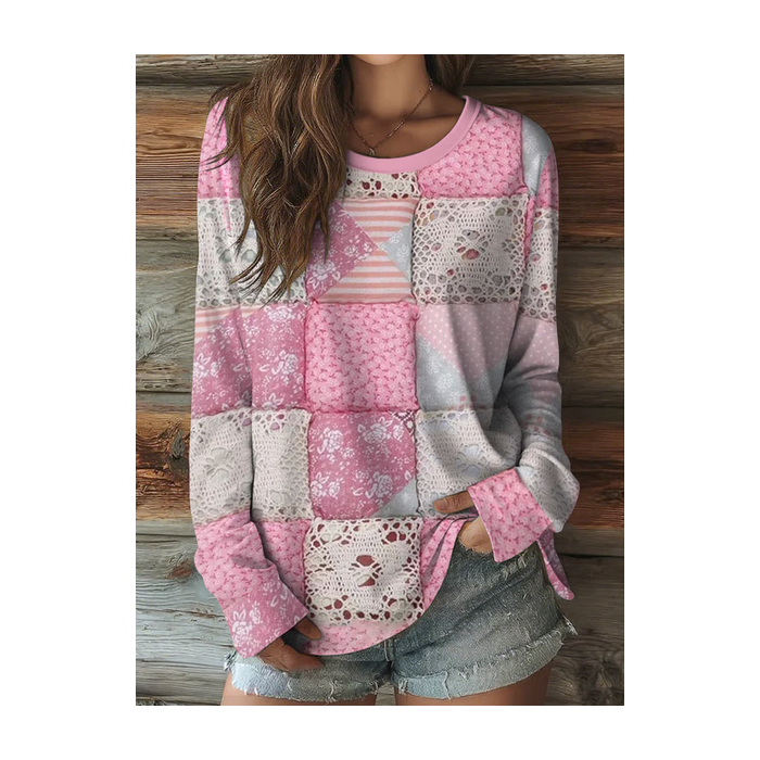 Women Floral Long Sleeve Tee T-shirt Crew Neck Printing Casual Spring/Fall Graphic Tee Top