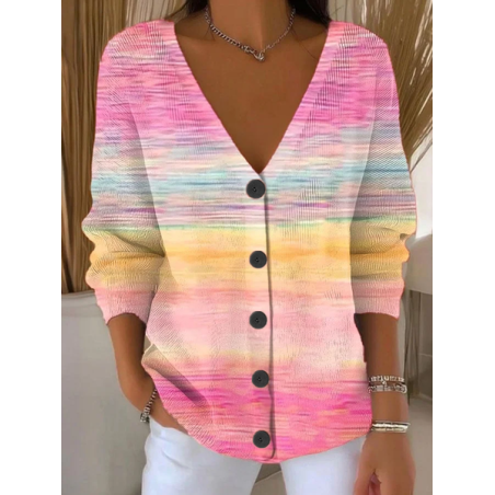 Women Abstract Casual Spring/Fall Printing Cardigan
