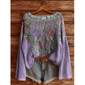 Women's Floral Print Casual Long Sleeve Top