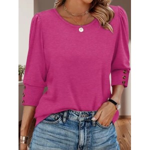 Women Geometric Long Sleeve Tee T-shirt V Neck Printing Vintage Spring/Fall Top
