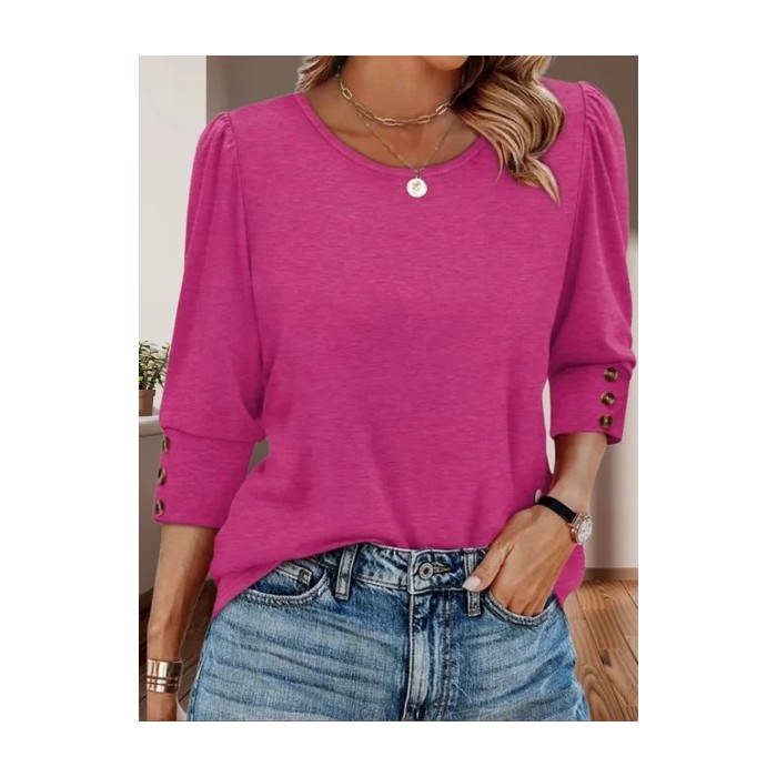 Women Geometric Long Sleeve Tee T-shirt V Neck Printing Vintage Spring/Fall Top