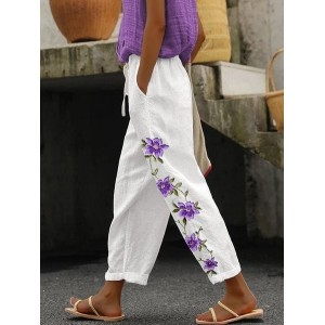 Women Floral Long Pants Casual Spring/Fall Trousers