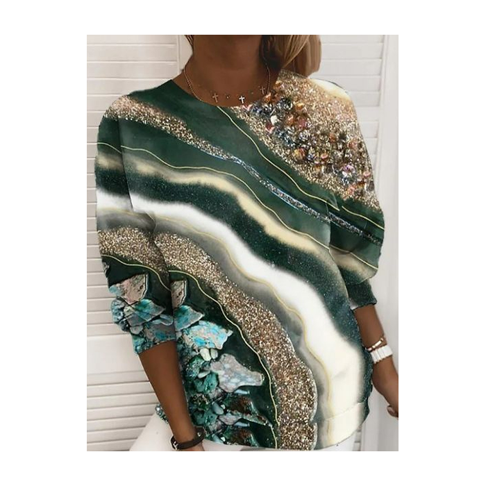 Women Abstract Crew Neck Printing Casual Spring/Fall Long Sleeve Sweatshirt