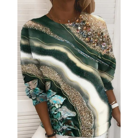 Women Abstract Crew Neck Printing Casual Spring/Fall Long Sleeve Sweatshirt