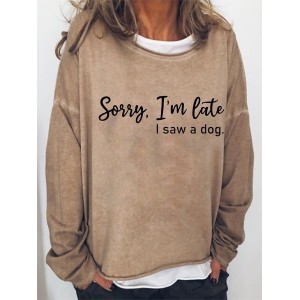 Women Letter Crew Neck Casual Spring/Fall Long Sleeve Sweatshirt