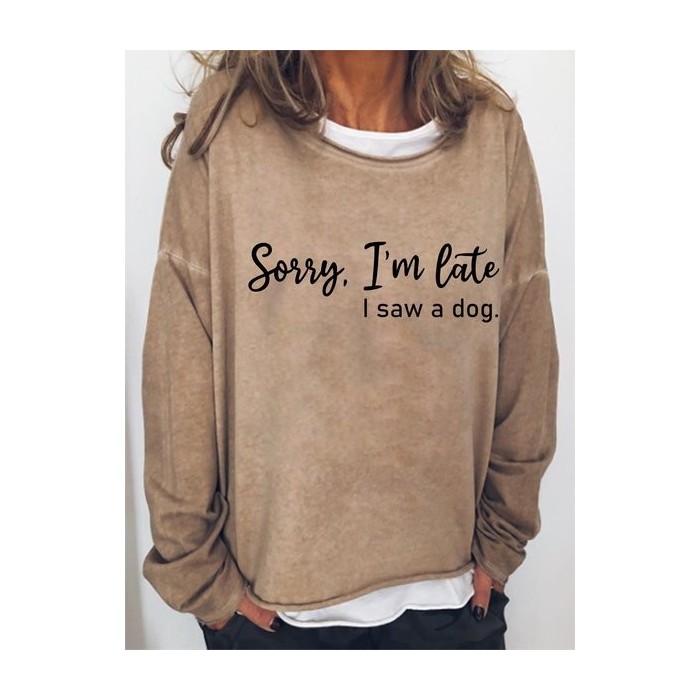 Women Letter Crew Neck Casual Spring/Fall Long Sleeve Sweatshirt