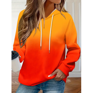 Women Ombre Spring/Fall Printing Long Sleeve Casual Daily Hoodie