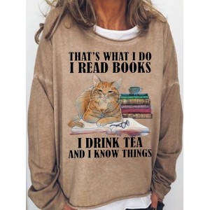 Women Text Letters Crew Neck Casual Spring/Fall Long Sleeve Sweatshirt