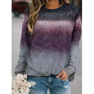 Women Abstract Crew Neck Printing Casual Spring/Fall Long Sleeve Sweatshirt