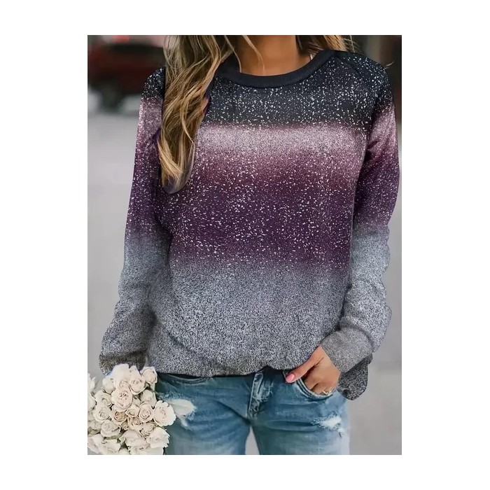 Women Abstract Crew Neck Printing Casual Spring/Fall Long Sleeve Sweatshirt