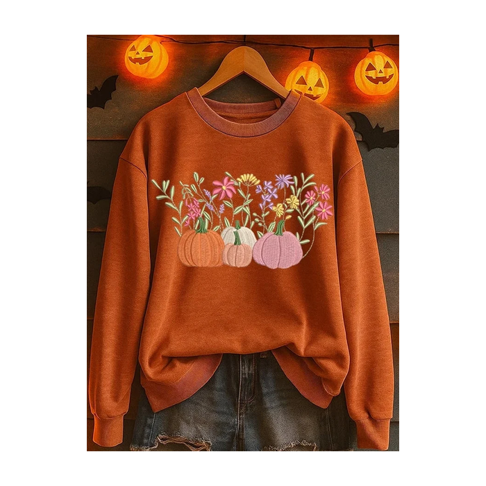 Women Floral Crew Neck Printing Casual Spring/Fall Long Sleeve Sweatshirt