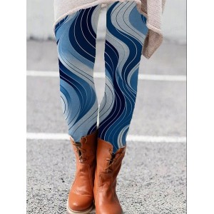 Women's Casual Geometric Jersey All Season Long Leggings
