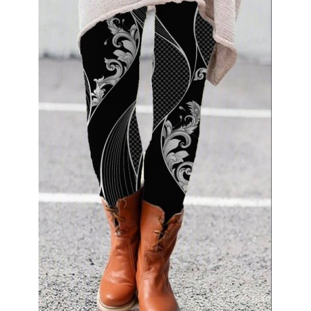 Women's Casual Geometric Jersey All Season Long Leggings