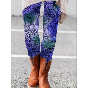 Women's Casual Ethnic Jersey All Season Long Leggings