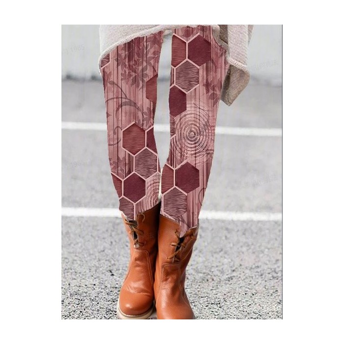 Women's Casual Geometric Jersey All Season Long Leggings