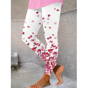 Women's Valentine Day Cute Heart Print Stretch Legging