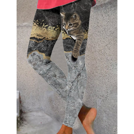 Women's Casual Cat Jersey All Season Long Leggings