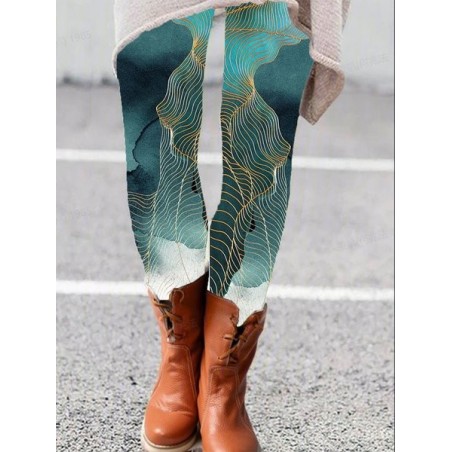 Women's Casual Geometric Jersey All Season Long Leggings