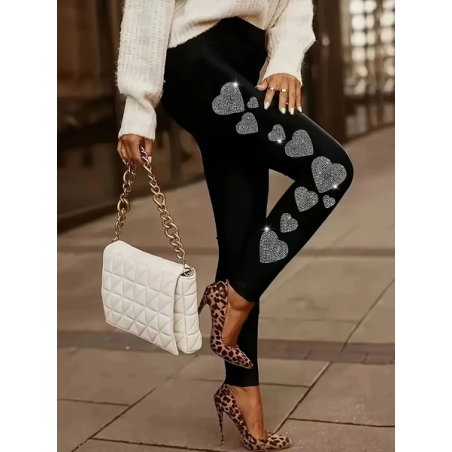 Women's Casual Heart/Cordate Jersey All Season Printing Long Leggings