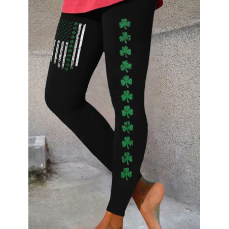 Women's Shamrock Casual All Season Printing Long Leggings