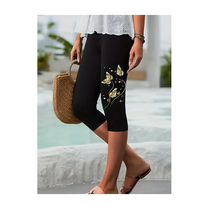 Women's Trousers Elastic Waist Legging Daily Going Out Casual Printing Butterfly Summer Pants