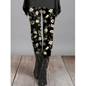 Women's Casual Floral Jersey All Season Printing Long Leggings