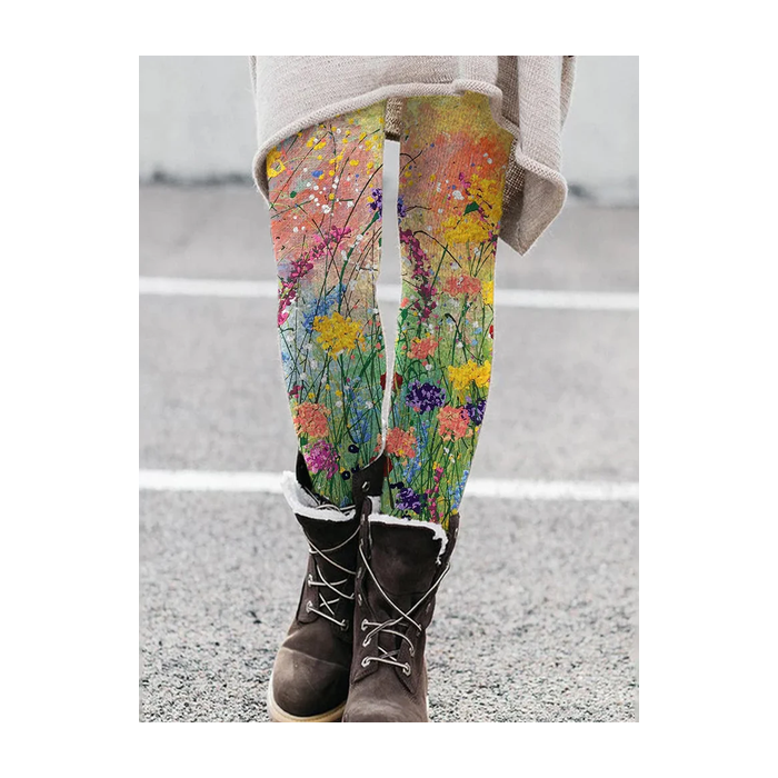 Women's Casual Floral Jersey All Season Printing Long Leggings
