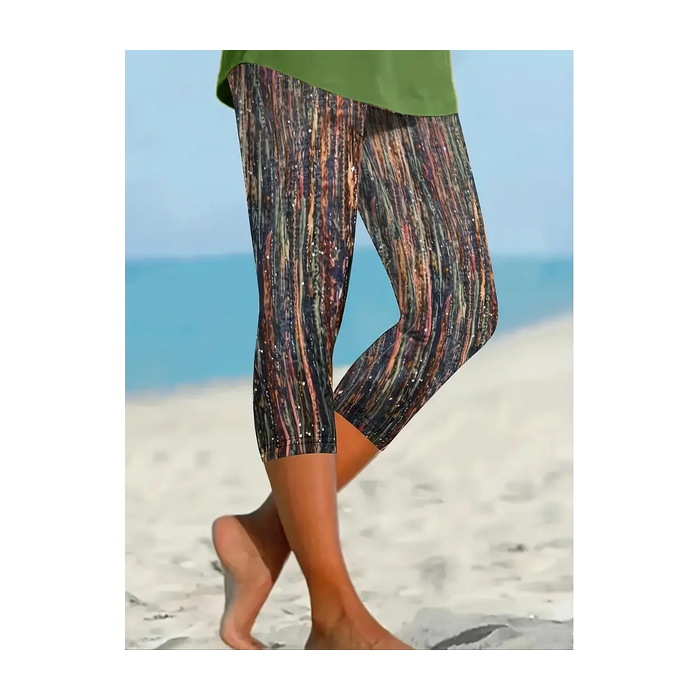 Women's Trousers Elastic Waist Legging Daily Going Out Casual Printing Abstract Stripes Summer Pants