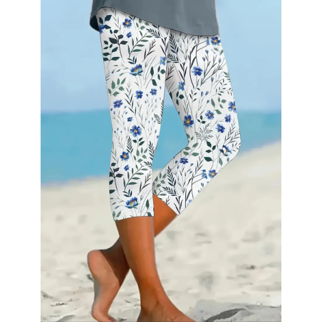 Women's Trousers Elastic Waist Legging Daily Going Out Casual Printing Floral Summer Pants