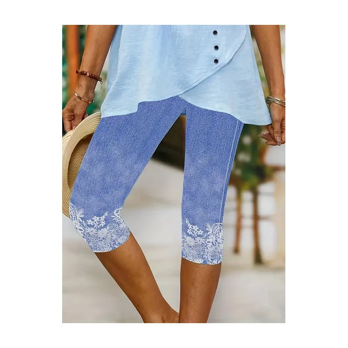 Women's Trousers Elastic Waist Legging Daily Going Out Casual Printing Floral Summer Capri Pants
