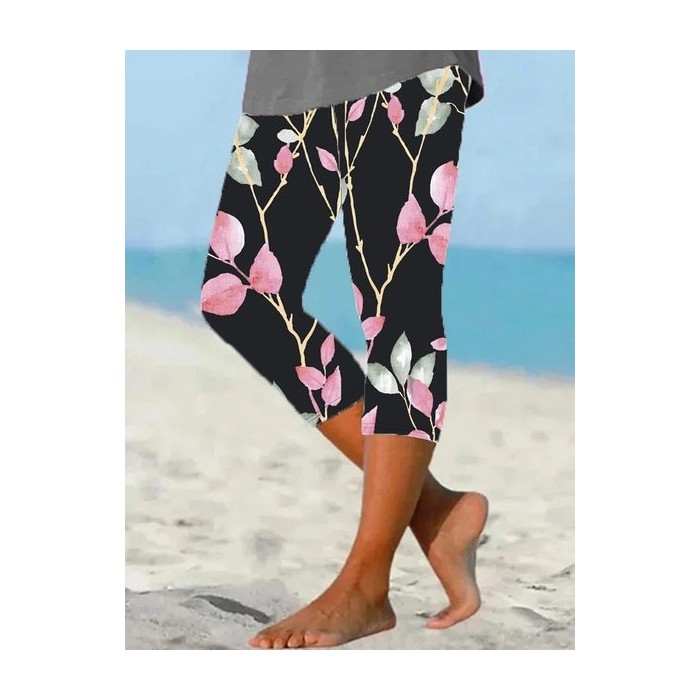 Women's Trousers Elastic Waist Legging Daily Going Out Casual Printing Floral Summer Pants